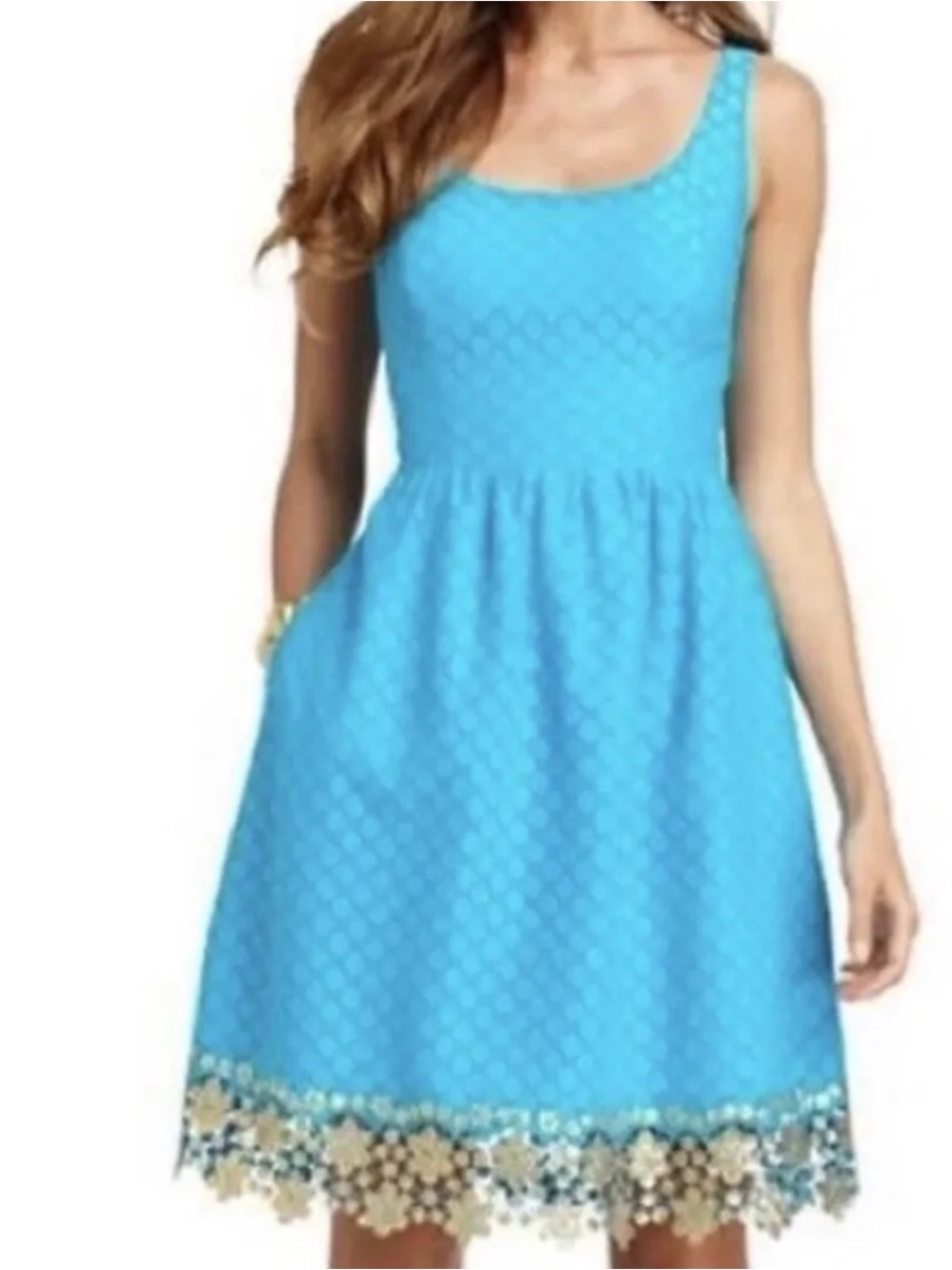 Lilly Pulitzer Java Dress Turquoise Gold Sequins women’s sz 14
